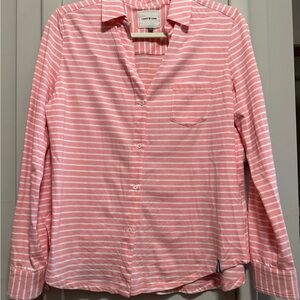 COURT & ROWE Coral and White Striped Button-Down Shirt